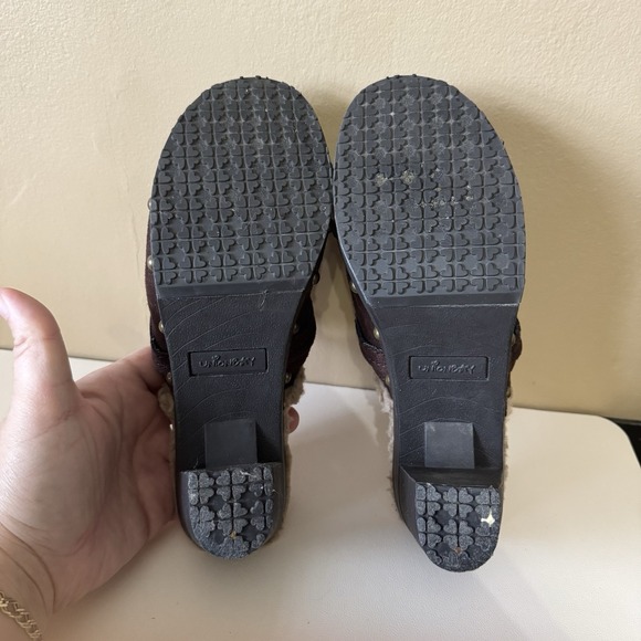 Vintage 90s‎ Y2K Unionbay Studded Heel Platform Sherpa Clogs Women's Sz 7.5 Boho - Picture 7 of 7